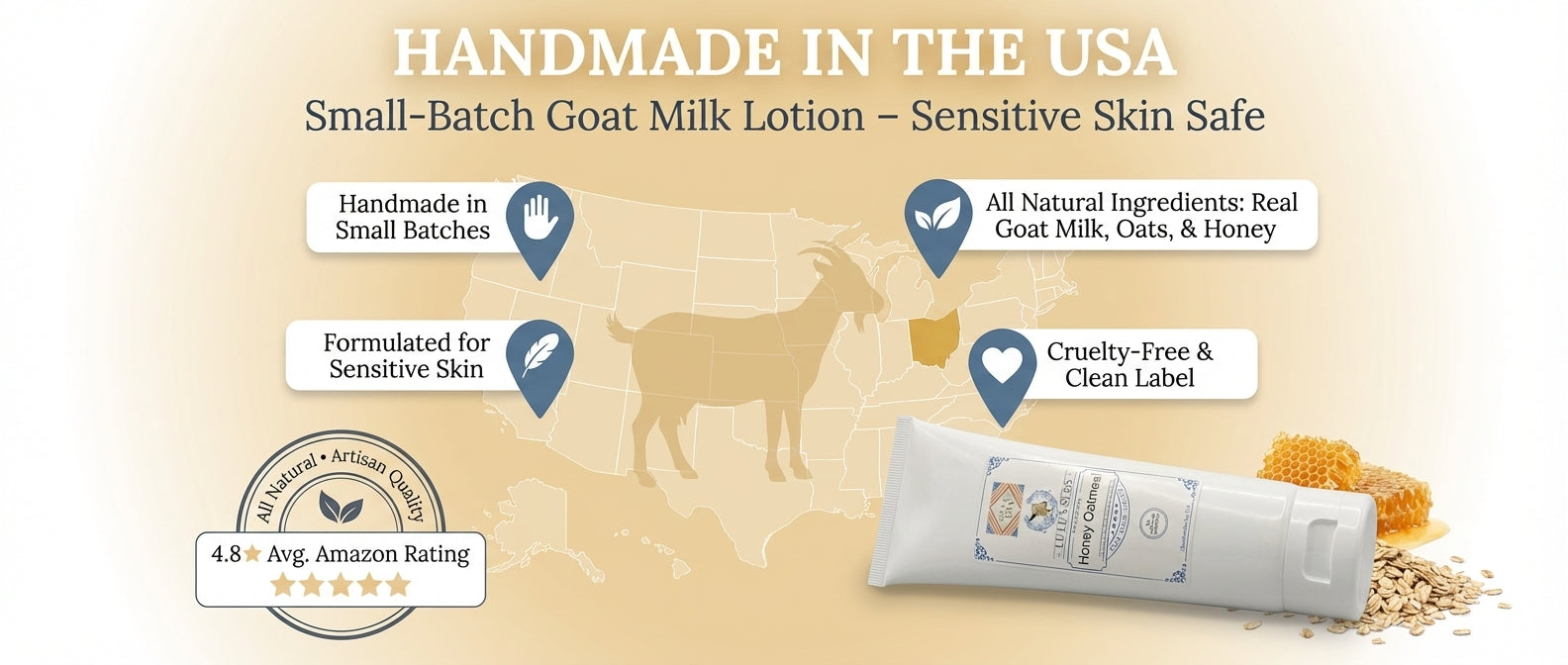 Honey Oatmeal Goat Milk Lotion 4 oz.