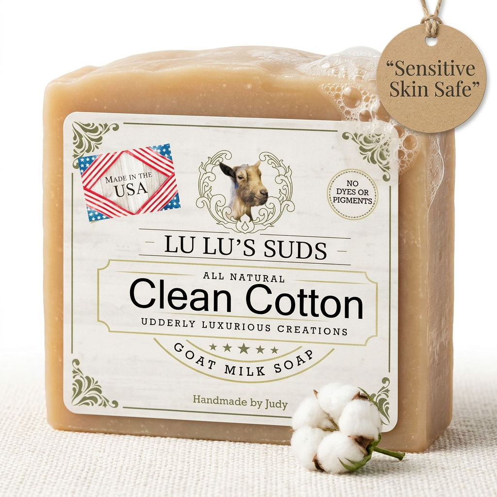 Clean Cotton Goat Milk Soap 5 oz. | Lu Lu's Suds