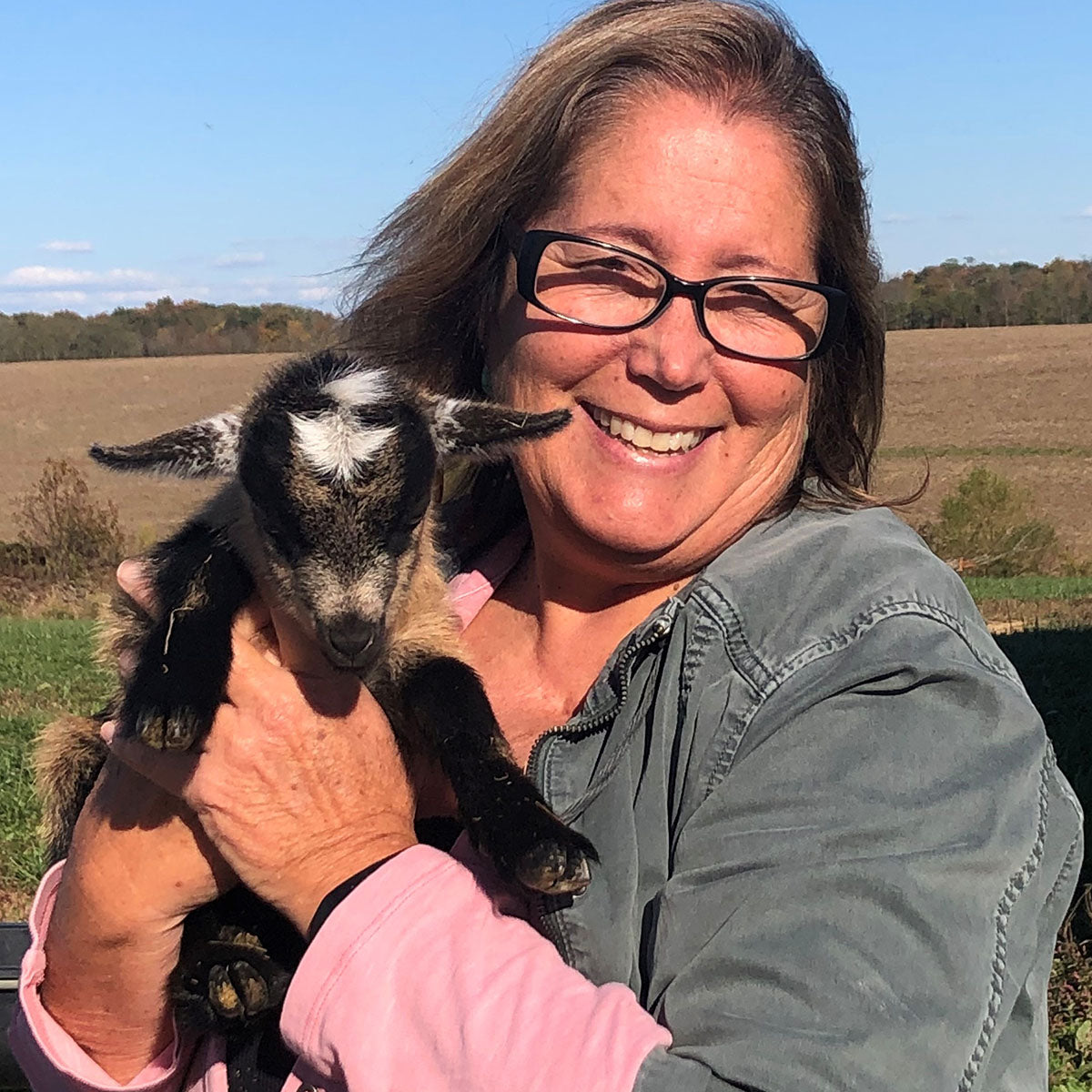 Judy from Lulu's Suds with baby goat