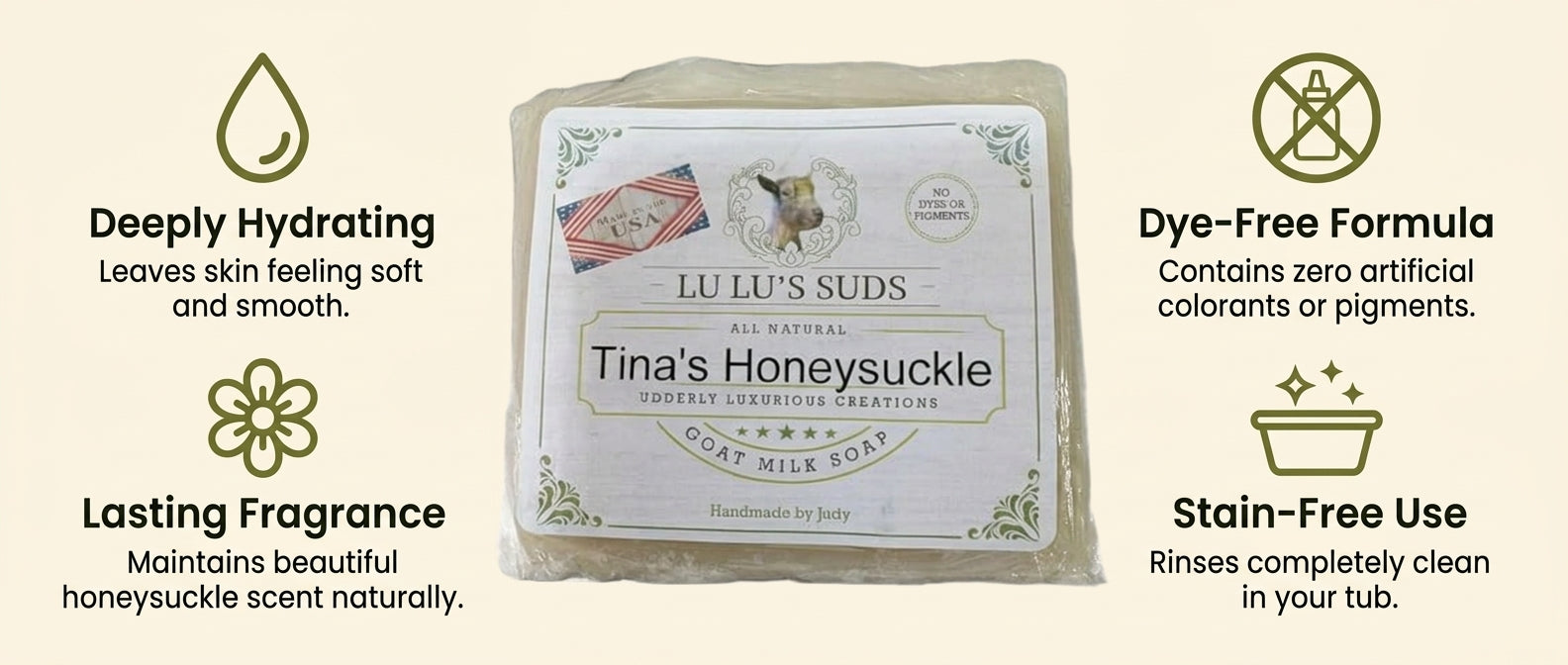 Tina's Honeysuckle Goat Milk Soap 5 oz.
