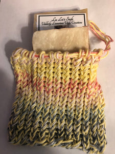 Soap Bag 100% Cotton Hand Knitted City Beat & Buttercup