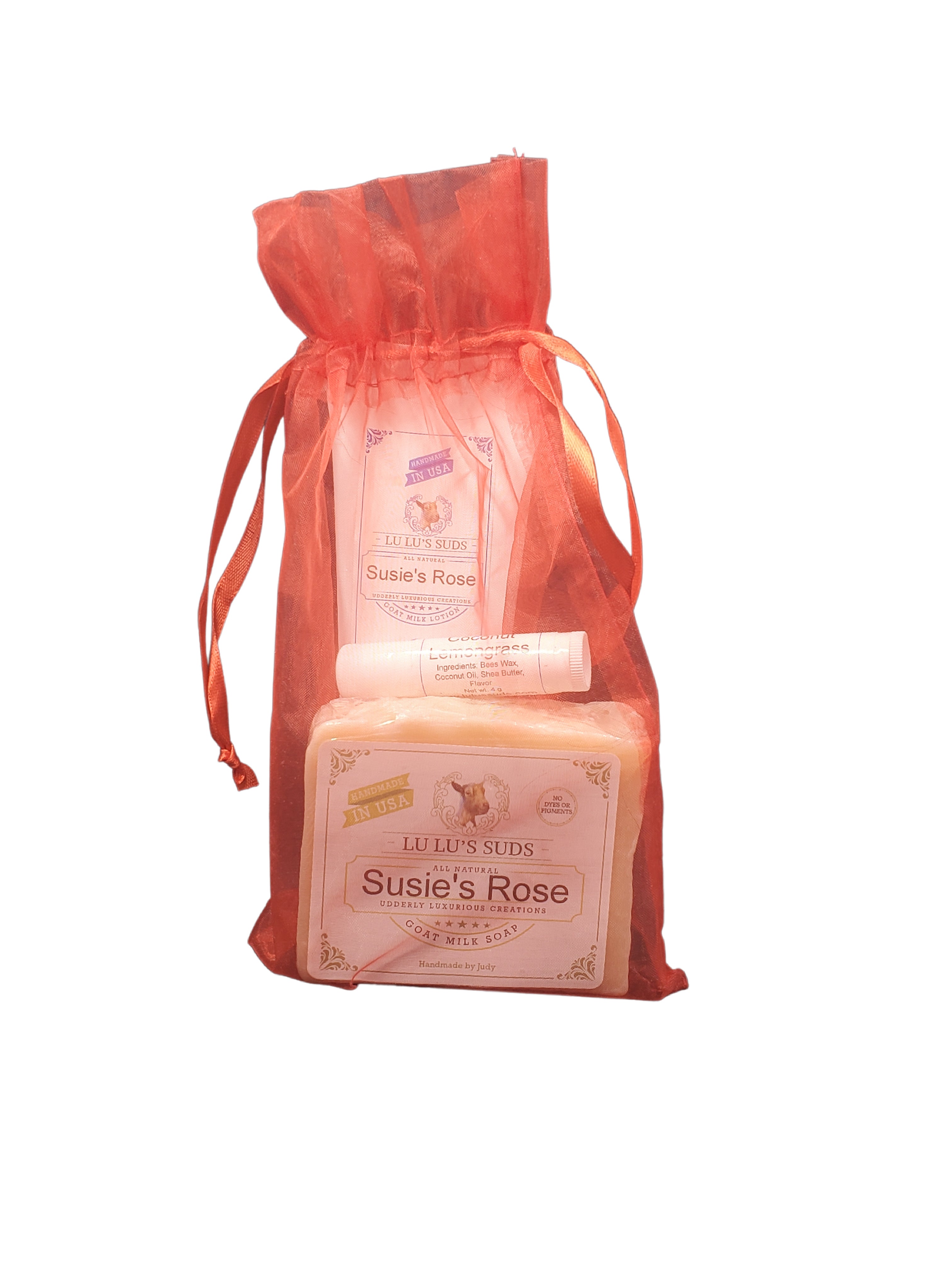 Susie's Rose Soap & Lotion & Lip Balm Gift Bag