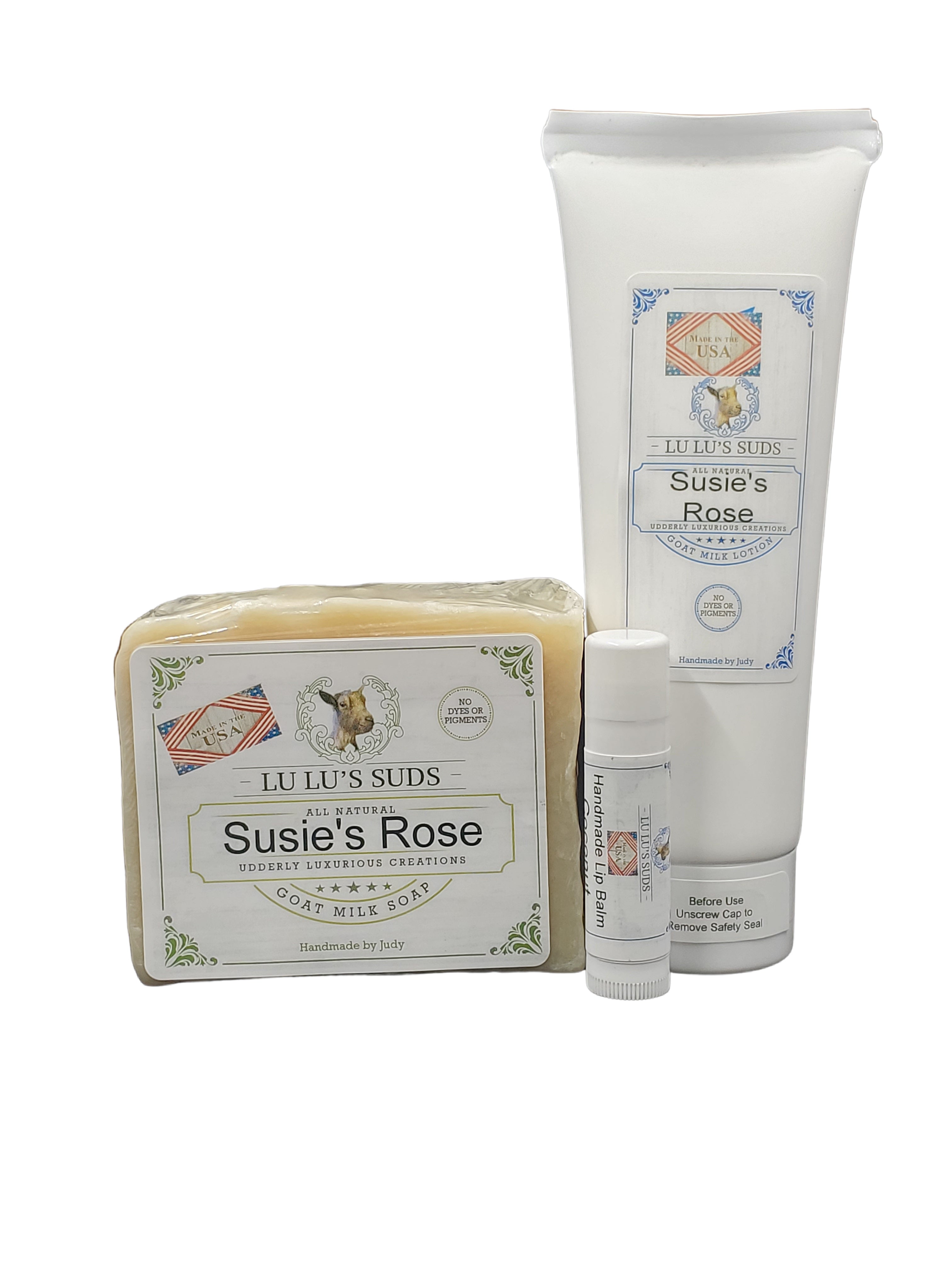 Susie's Rose Soap & Lotion & Lip Balm Gift Bag