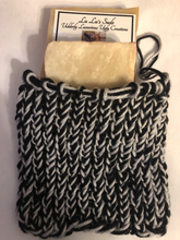 Soap Bag 100% Cotton Hand Knitted Dove & Black